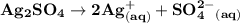 \mathbf{Ag_2SO_4 \to 2Ag^+_{(aq)} +SO_4^{2-} _{(aq)}}