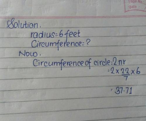What equation best represents the circumference of a circle with a radius of 6 feet?