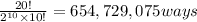\frac{20!}{2^{10}\times 10! } = 654,729,075 ways