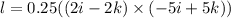l=0.25((2i-2k)\times (-5i+5k))