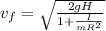 v_f = \sqrt{\frac{2gH}{1 + \frac{I}{mR^2}}}