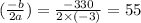(\frac{-b}{2a} ) = \frac{-330}{2\times (-3)}  =  55