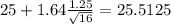 25+1.64\frac{1.25}{\sqrt{16}}=25.5125