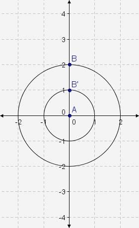In the image, two circles are centered at a. the circle containing b was dilated to produce the circ