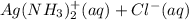 Ag(NH_{3})_{2}^{+}(aq) + Cl^{-}(aq)