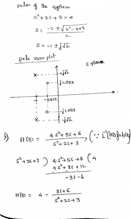 5. Consider the LTI system defined by the differential equation (a) Draw the pole-zero plot for the