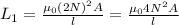 L_1=\frac{\mu_0(2N)^2A}{l}=\frac{\mu_04N^2A}{l}