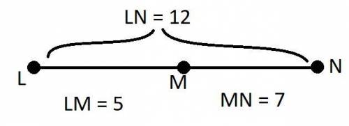 Point M is on line segment LN . given LM = 5 and LN = 12, determine the lenght MN
