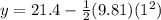 y = 21.4 - \frac{1}{2}(9.81)(1^2)