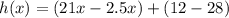 h(x) = ( 21x-2.5x )+( 12 - 28)