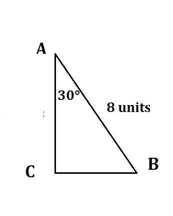 In the right triangle shown, A= 30° and AB = 8. How long is BC? Answer exactly, using a radical if n