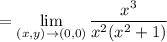 =\displaystyle \lim\limits_{(x,y) \rightarrow (0,0)}\frac{x^3}{x^2(x^2+1)}