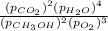 \frac{(p_{CO_2})^2(p_{H_2O})^4}{(p_{CH_3OH})^2(p_{O_2})^3}