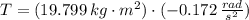 T = (19.799\,kg\cdot m^{2})\cdot (-0.172\,\frac{rad}{s^{2}} )