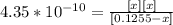 4.35*10^{-10} = \frac{[x][x]}{[0.1255-x]}