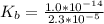 K_b = \frac{1.0*10^{-14}}{2.3*10^{-5}}