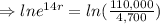 \Rightarrow ln e^{14r}= ln(\frac{110,000}{4,700})