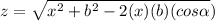 z=\sqrt{x^{2}+b^{2}-2(x)(b)(cos\alpha })