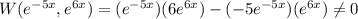W(e^{-5x},e^{6x})=(e^{-5x})(6e^{6x})-(-5e^{-5x})(e^{6x})\neq 0