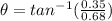 \theta=tan^{-1}(\frac{0.35}{0.68})