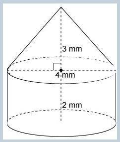 The figure is made up of a cone and a cylinder. To the nearest whole number, what is the volume of t