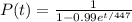 P(t)=\frac{1}{1-0.99e^{t/447}}