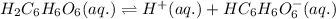 H_2C_6H_6O_6(aq.)\rightleftharpoons H^+(aq.)+HC_6H_6O_6^-(aq.)