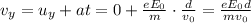 v_y = u_y + at = 0+\frac{eE_0}{m}\cdot \frac{d}{v_0} = \frac{eE_0 d}{mv_0}