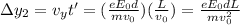 \Delta y_2 = v_y t' = (\frac{eE_0 d}{mv_0})(\frac{L}{v_0})=\frac{eE_0 dL}{mv_0^2}