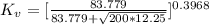 K_v = [\frac{83.779}{83.779 + \sqrt{200 * 12.25} } ]^{0.3968}