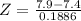 Z = \frac{7.9 - 7.4}{0.1886}