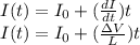 I(t) = I_0 + (\frac{dI}{dt})t\\I(t) = I_0 + (\frac{\Delta V}{L})t