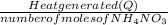 \frac{Heat generated(Q)}{number of molesof NH_4NO_3}