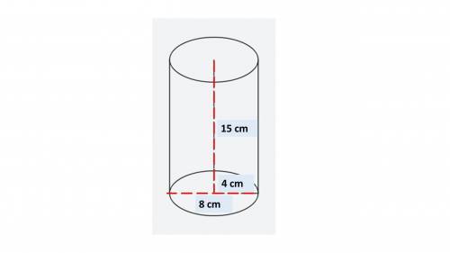 A cylindrical candle that is 15 cm high has a diameter of 8 cm. Sketchthe shape. Find the volume of