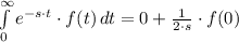 \int\limits^{\infty}_{0} {e^{-s\cdot t}\cdot f(t)} \, dt = 0+\frac{1}{2\cdot s}\cdot f(0)