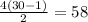 \frac{4\left(30-1\right)}{2}=58