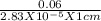 \frac{0.06}{2.83 X 10^{-5}X1 cm }