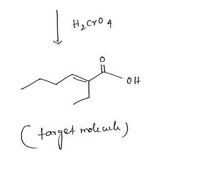 Design a synthesis of 2-ethyl-2-hexenoic acid from alcohols of four carbons or fewer.