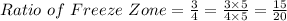 Ratio\ of\ Freeze\ Zone=\frac{3}{4}=\frac{3\times5}{4\times5} =\frac{15}{20}