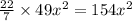 \frac{22}{7} \times 49x^{2} = 154x^{2}