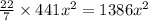 \frac{22}{7} \times 441x^{2} = 1386x^{2}