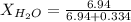 X_{H_2O}=\frac{6.94}{6.94+0.334}