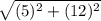 \sqrt{(5)^2+(12)^2