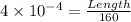 4 \times 10^{-4} = \frac{Length}{160}