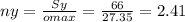 ny=\frac{Sy}{omax}=\frac{66}{27.35}  =2.41
