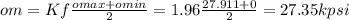 om=Kf\frac{omax+omin}{2} =1.96\frac{27.911+0}{2}=27.35 kpsi