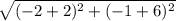 \sqrt{(-2 + 2)^{2}+ (-1 + 6)^{2}}