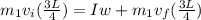 m_{1} v_{i} (\frac{3L}{4} )=Iw+m_{1}v_{f} (\frac{3L}{4} )