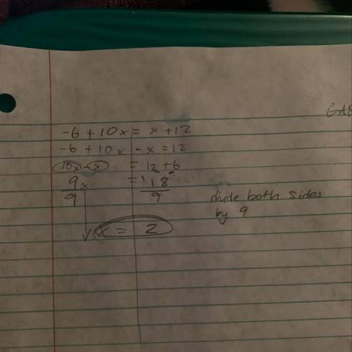 How would I do this problem -6+10x=x+12