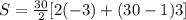S=\frac{30}{2} [2(-3)+(30-1)3]